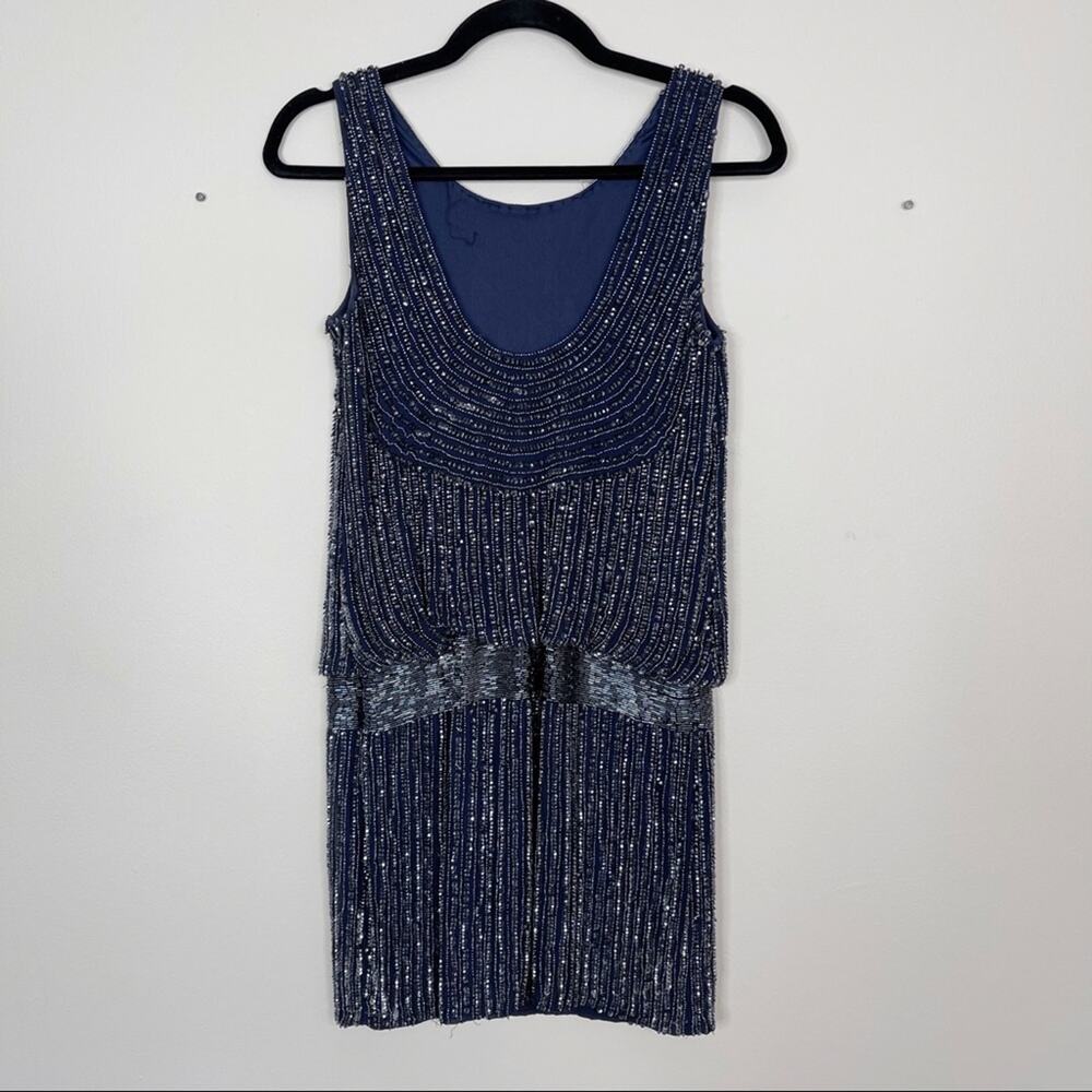 Cache 0 Sequin Silk Drop Waist Scoop Back Dress N… - image 2